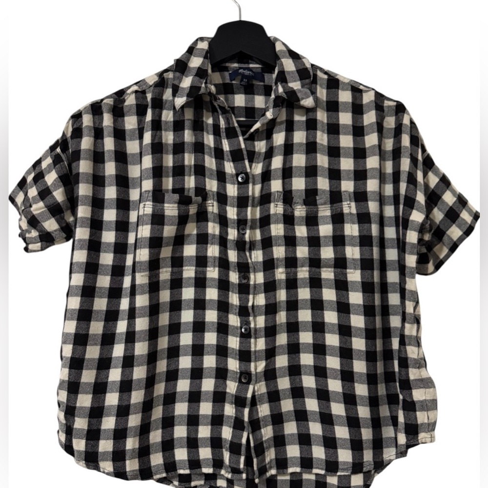 Madewell Black and Cream Plaid Women Shirt
